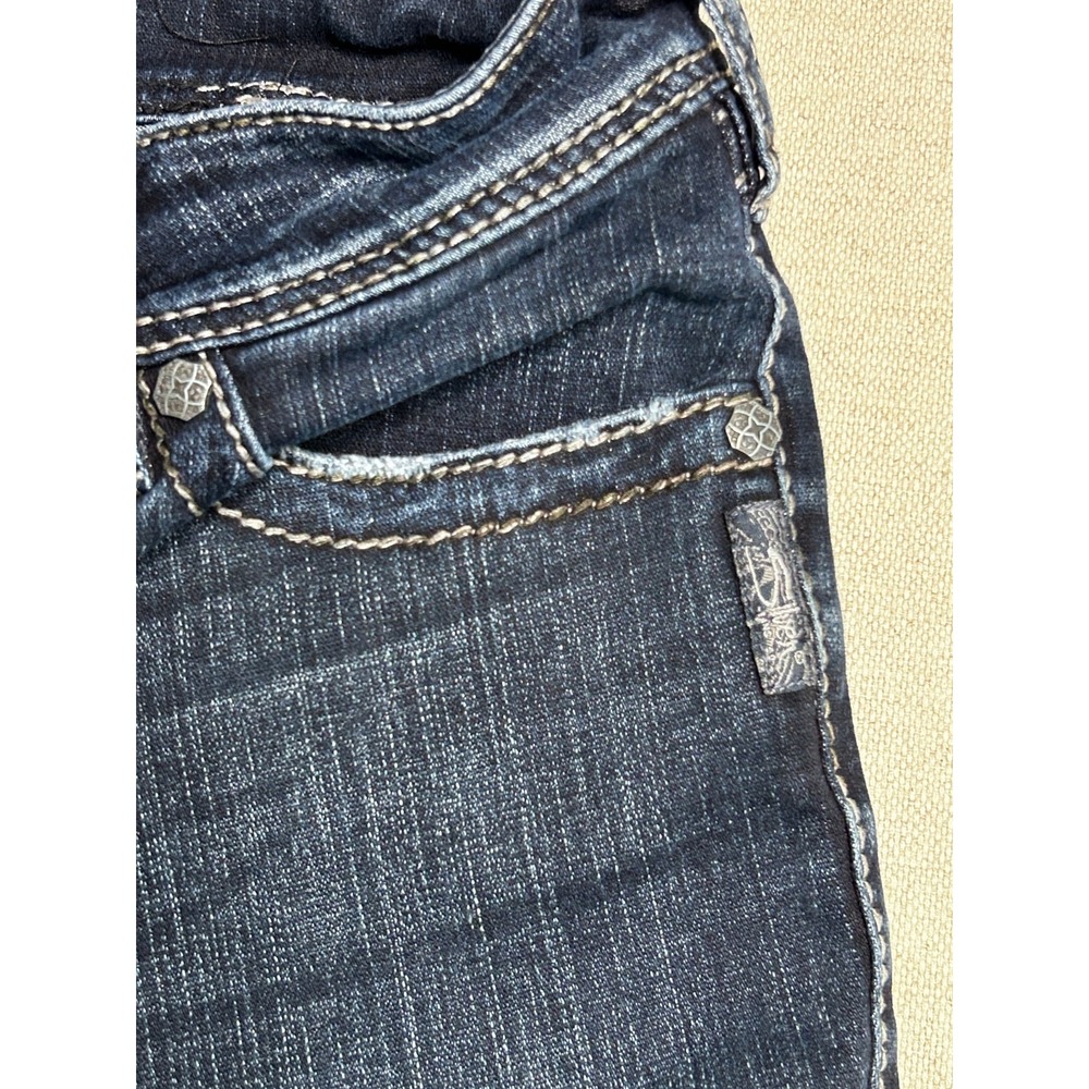 Silver Jeans Co. Women's 28x30 Dark Wash Bootcut Jeans Flap Pocket Stretch Denim - Picture 4 of 12